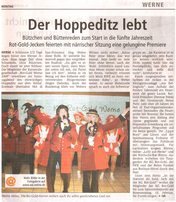 Presse Artikel Hoppeditz lebt / WA