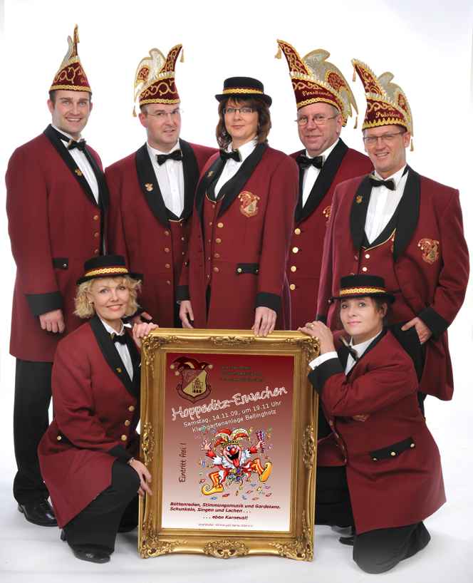Mitglieder Rot-Gold mit Plakat Hoppeditz-Erwachen 2009